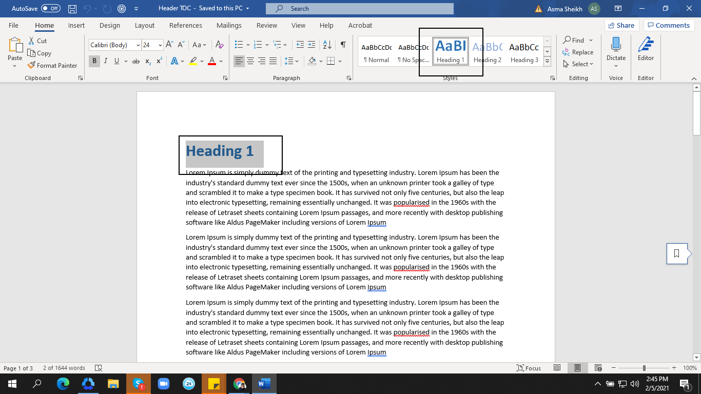 how to save header in word 2021