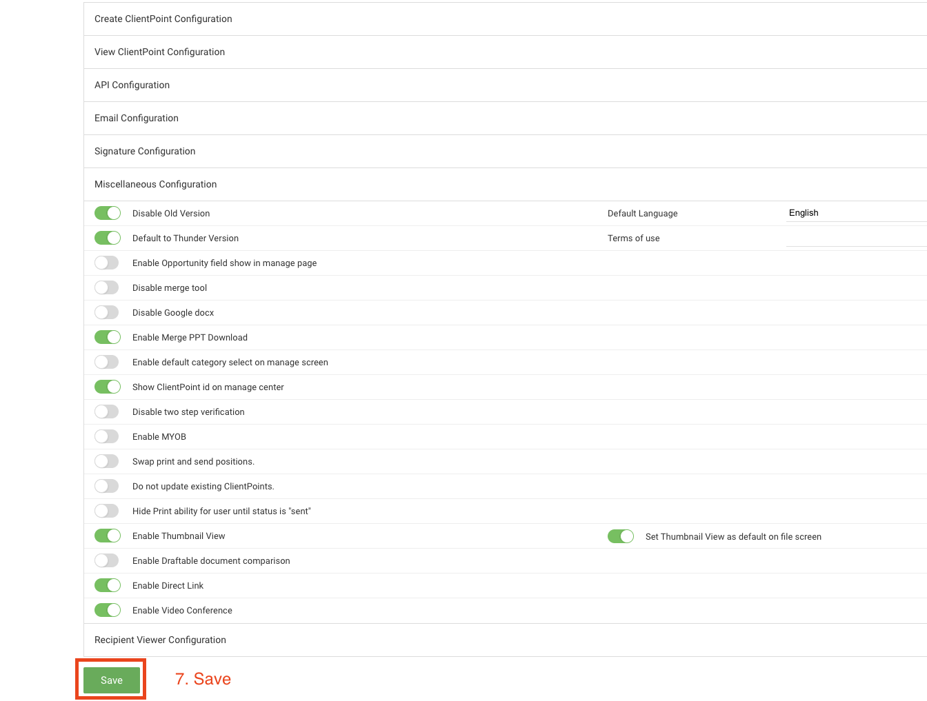 Thumbnail View option available in the files area ClientPoint